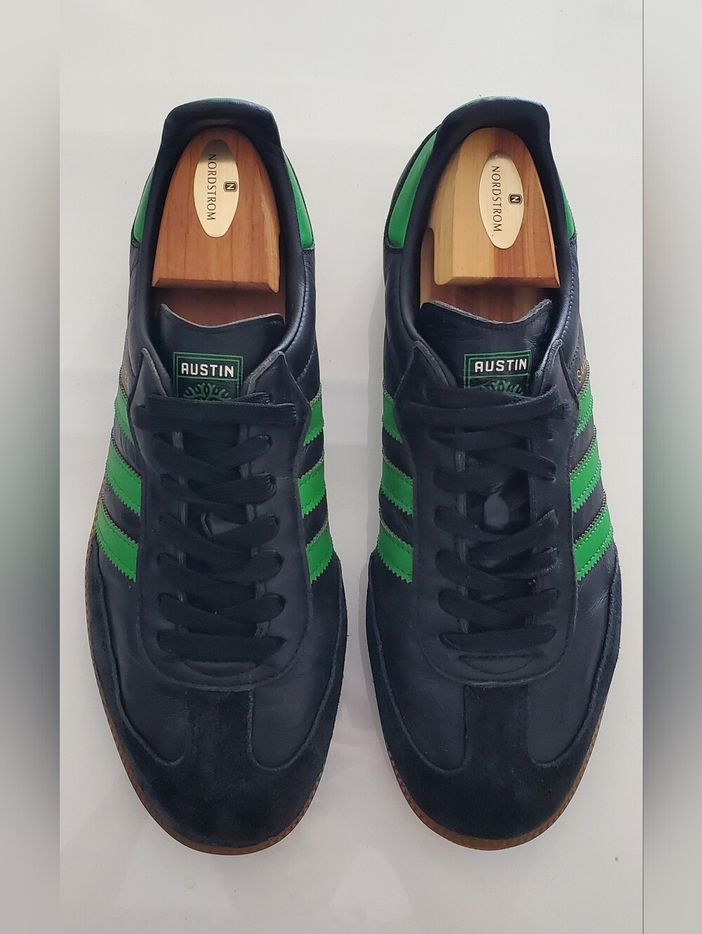 Adidas Samba "Austin FC" Sneakers  Black Leather/ Green Stripes Men Size 10.5